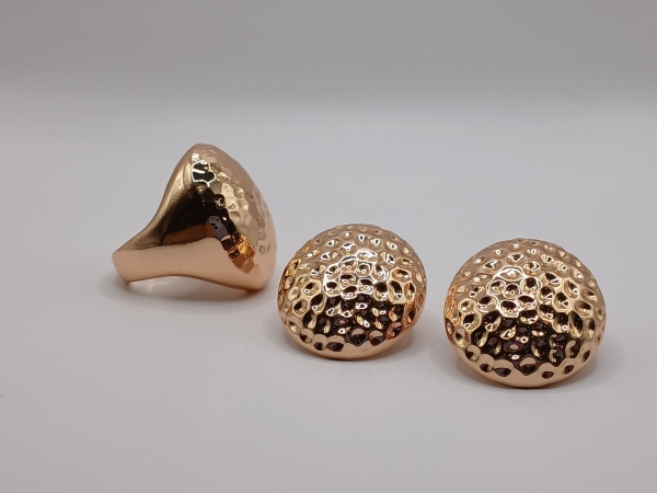 CONJUNTO ANEL E BRINCO DOURADO LISO