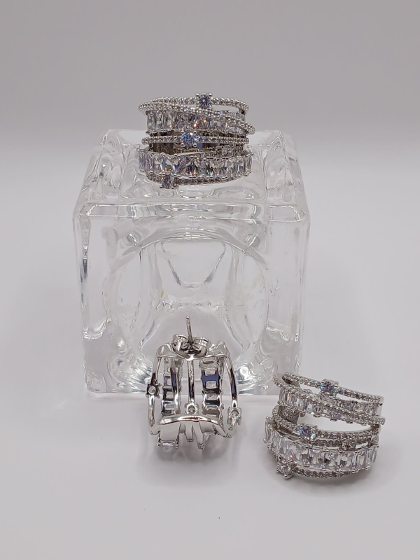 CONJUNTO ANEL E BRINCO RÓDIO BRANCO - Image 3