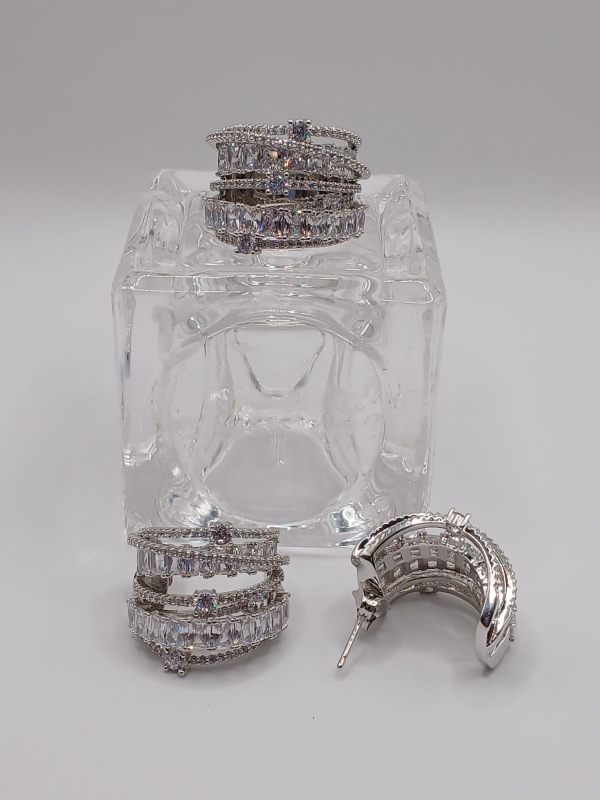 CONJUNTO ANEL E BRINCO RÓDIO BRANCO - Image 2