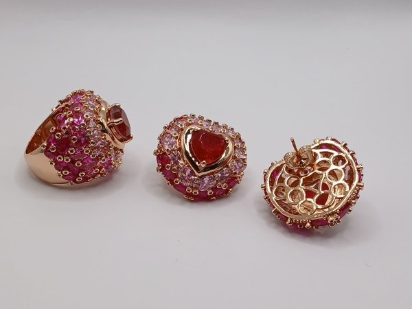 CONJUNTO ANEL E BRINCO CORAÇÃO VERMELHO - Image 2