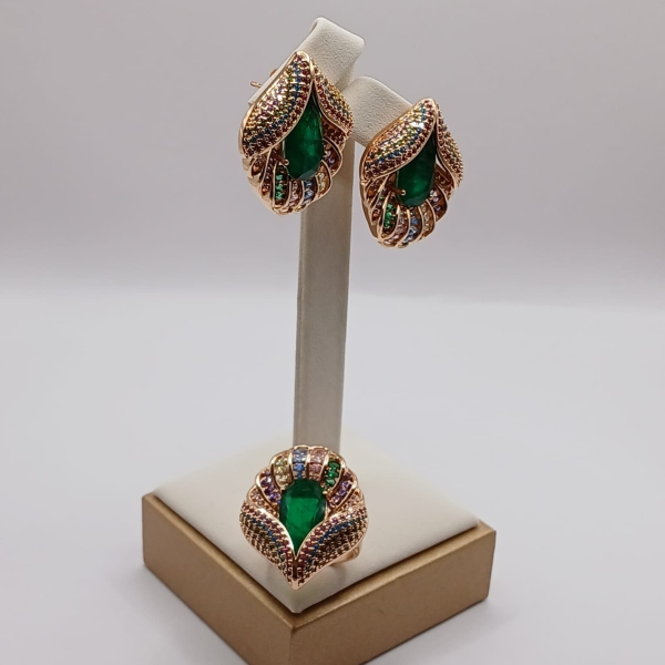 CONJUNTO BRINCO E ANEL BANHO EM OURO