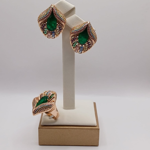 CONJUNTO BRINCO E ANEL BANHO EM OURO - Image 2